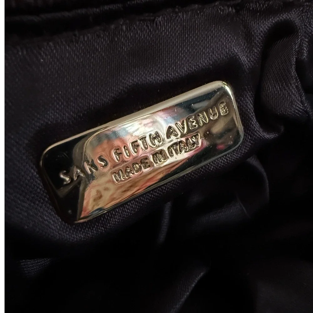 Saks‎ Fifth Avenue Italian Velvet Evening Bag Brown Gold Chain Vintage 1960s-70s